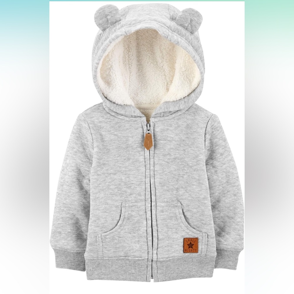 🥏 3 for $20
EUC Gray Quilted Sherpa-Lined Hoodie with Bear Ears 6-9m